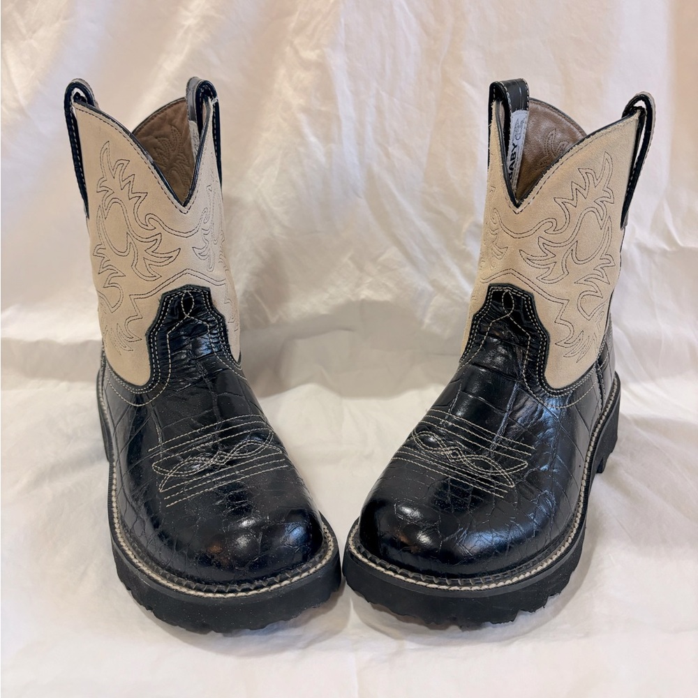 ARIAT FATBABY black gator/bone round toed boots